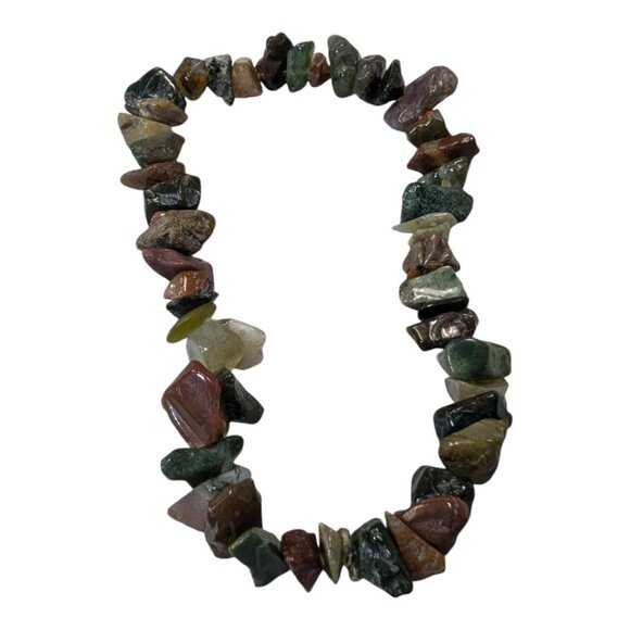 Genuine Multi Color Agate Stone Chip Strand Stretch Bracelet - Picture 1 of 4